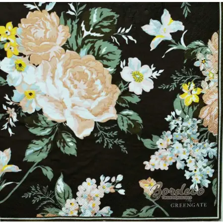 Serwetka do decoupage kwiaty róże na czarnym tle 33x33 GREENGATE Unikat