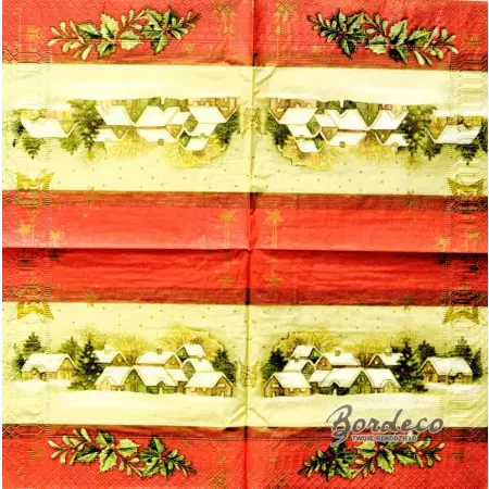 Serwetka do decoupage widok domków zimą 33x33 GOOD DAY Unikat