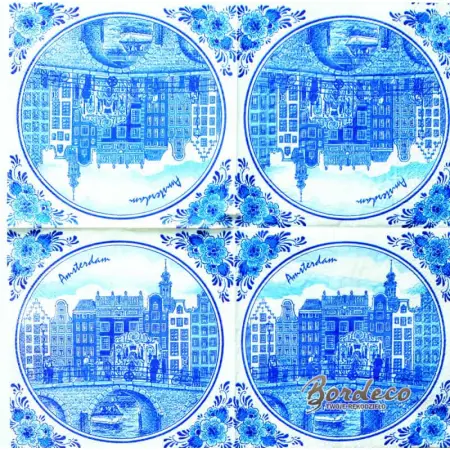 Serwetka do decoupage Amsterdam, malowana kafla 33x33 HANKE Unikat