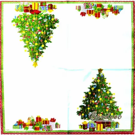 Serwetka do decoupage ubrana choinka z prezentami 33x33 HANKE Unikat