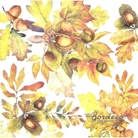Serwetka do decoupage kasztany, żołędzie i liście 33x33 HANKE