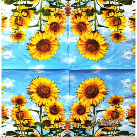Serwetka do decoupage słoneczniki na tle nieba 33x33 HANKE Unikat