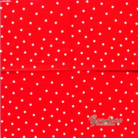 Serwetka do decoupage drobne białe groszki na czerwonym tle 33x33 HAPPY PAPER Unikat