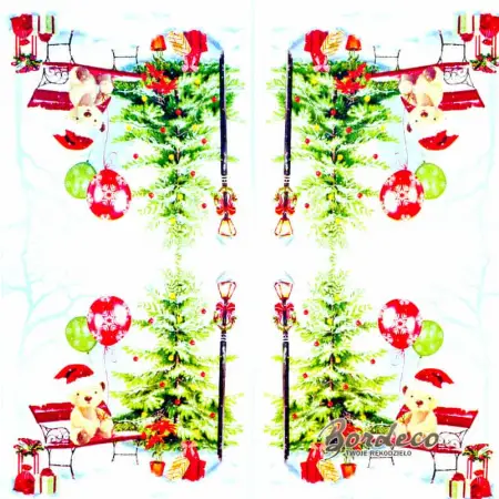 Serwetka do decoupage miś na ławeczce z balonami 33x33 HOLMBLAD. Unikat