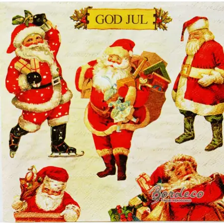 Serwetka do decoupage mix Mikołajów 33x33 HOLMBLAD Unikat