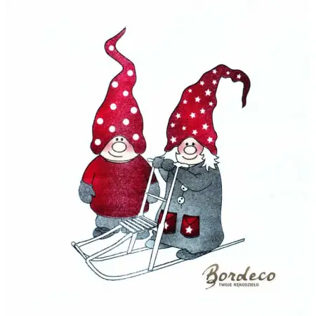 Serwetka do decoupage dwa skrzaty i sanki 33x33 HOLMBLAD Unikat