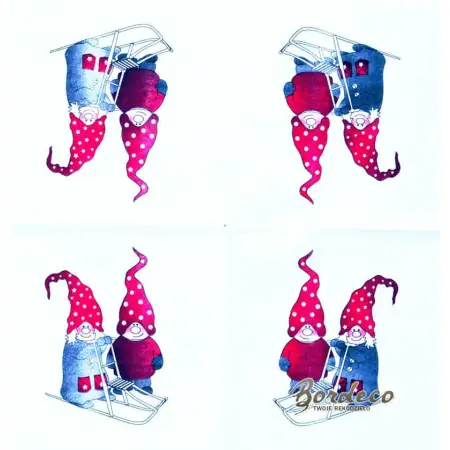 Serwetka do decoupage dwa skrzaty i sanki 33x33 HOLMBLAD Unikat