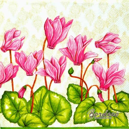 Serwetka do decoupage cyklameny, fiołki alpejskie 33x33 HRC