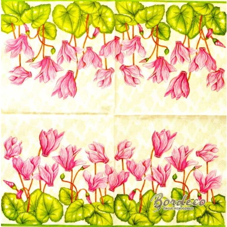 Serwetka do decoupage cyklameny, fiołki alpejskie 33x33 HRC