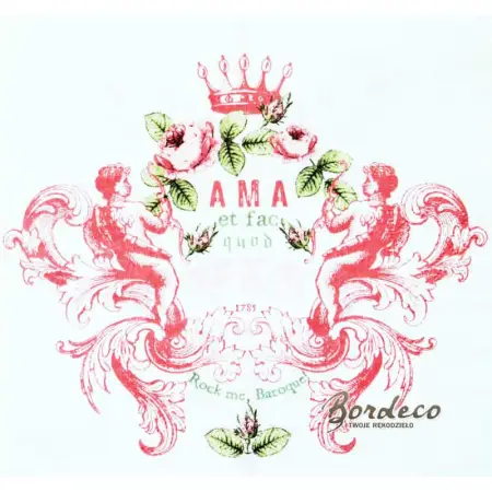 Serwetka decoupage herb z koroną, różą i dwoma amorami 33x33 HRC Unikat