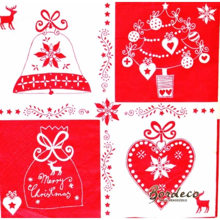 Serwetka do decoupage świąteczne ozdoby 33x