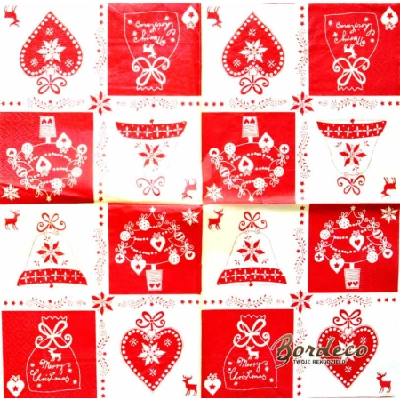 Serwetka do decoupage świąteczne ozdoby 33x