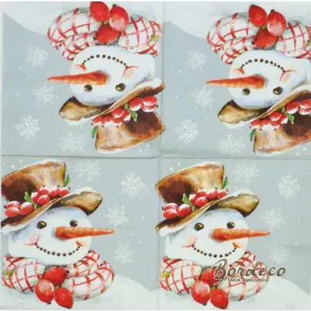 Serwetka do decoupage bałwan w kapeluszu 33x33 HOME Unikat