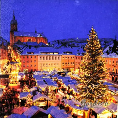 Serwetka do decoupage jarmark bożonarodzeniowy 33x33 Home Unikat