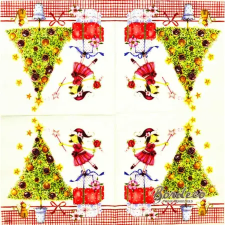 Serwetka do decoupage dziewczynka i choinka 33x33 HOME Unikat