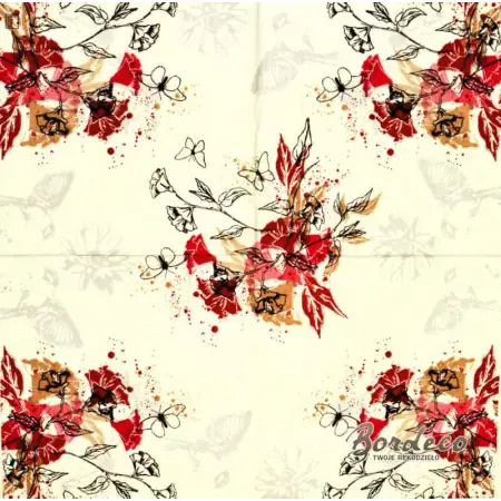 Serwetka do decoupage motywy kwiatowe grafika HOME Unikat