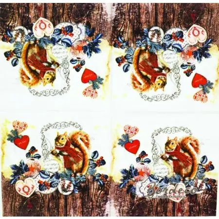 Serwetka do decoupage wiewiórka w szliku 33x33 HOME Unikat