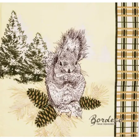 Serwetka do decoupage wiewiórka z szyszkami 33x33 HOME Unikat
