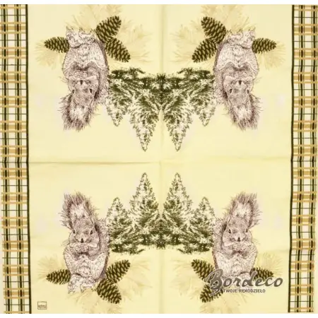 Serwetka do decoupage wiewiórka z szyszkami 33x33 HOME Unikat