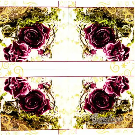 Serwetka do decoupage bordowe zmrożone  róże 25x25 HOME Unikat