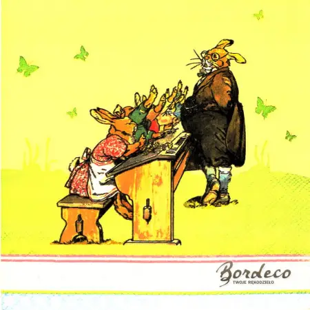 Serwetka do decoupage zające w szkole 33x33 IHR Unikat