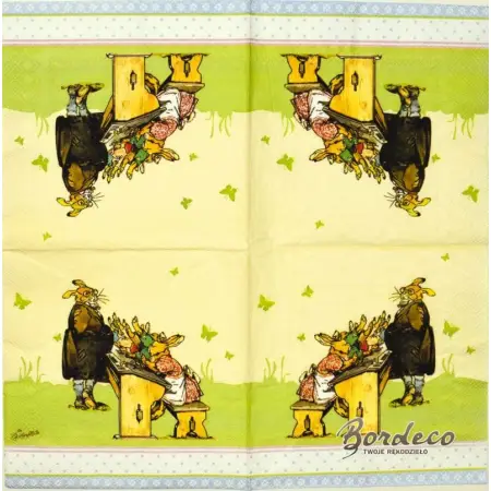Serwetka do decoupage zające w szkole 33x33 IHR Unikat
