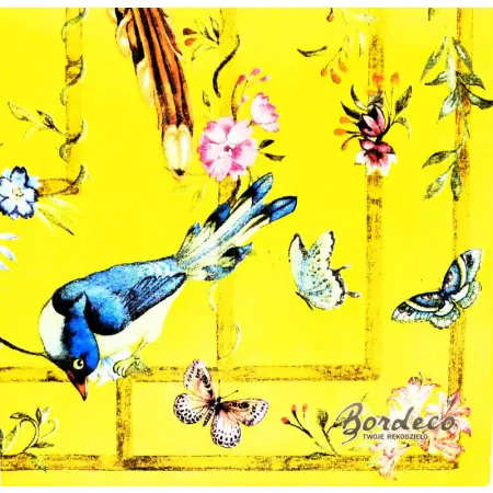 Serwetka do decoupage egzotyczne ptaki, motyle, kwiaty 33x33 IHR Unikat