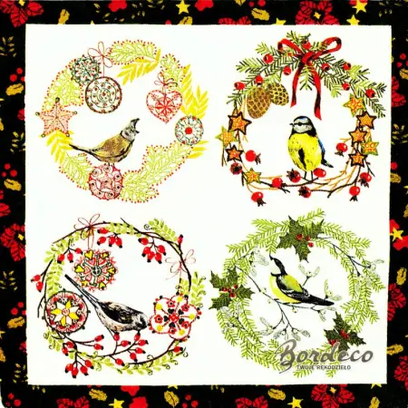 Serwetka do decoupage ptaszki w wiankach 25x25 IHR Unikat