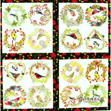 Serwetka do decoupage ptaszki w wiankach 25x25 IHR Unikat
