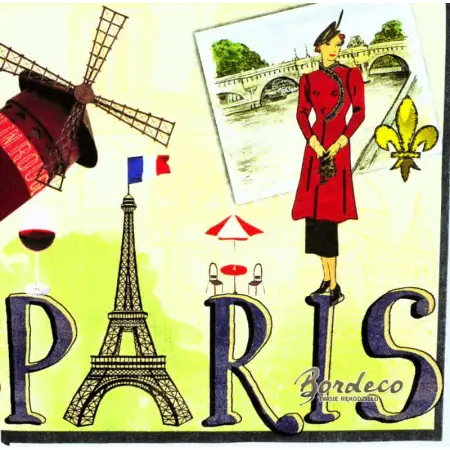 Serwetka do decoupage Paryż retro 33x33 IHR Unikat
