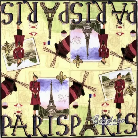 Serwetka do decoupage Paryż retro 33x33 IHR Unikat