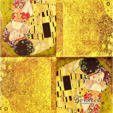 Serwetka do decoupage Pocałunek Gustawa Klimta, 33x33cm. Unikat