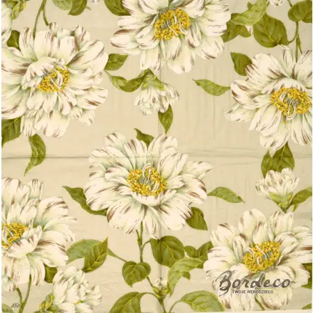 Serwetka do decoupage białe róże 33x33 IHR Unikat