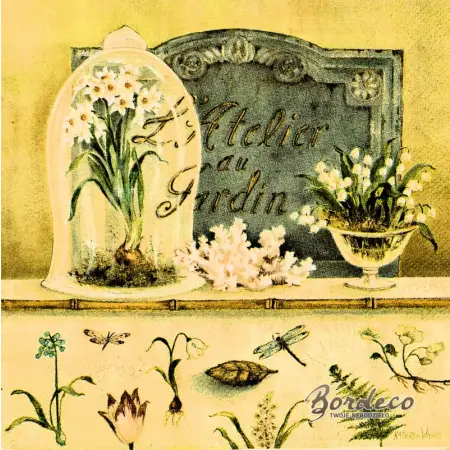 Serwetka do decoupage białe kwiaty 33x33 IHR Unikat