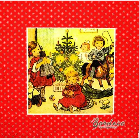 Serwetka do decoupage dzieci przy choince 33x33 IHR Unikat