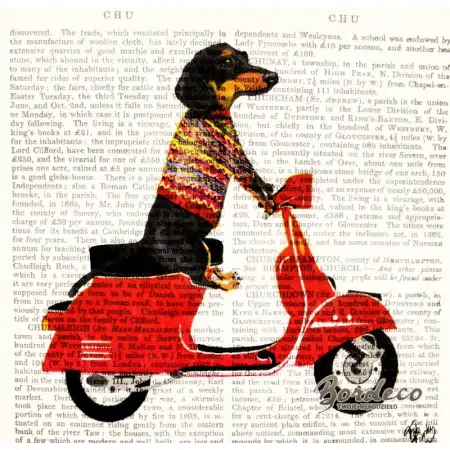 Serwetka do decoupage jamnik na vespie 33x33 IHR Unikat