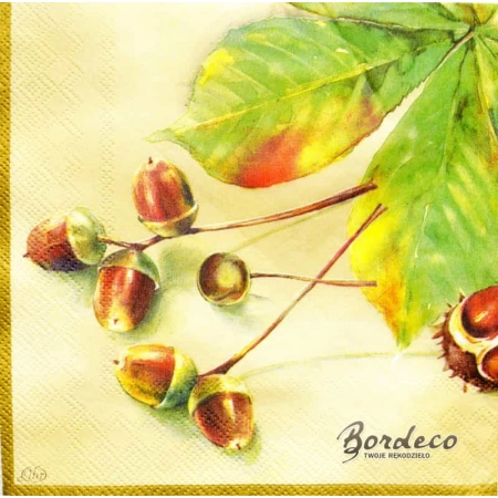 Serwetka do decoupage kasztany i żołędzie 33x33 IHR Unikat