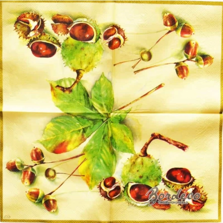 Serwetka do decoupage kasztany i żołędzie 33x33 IHR Unikat