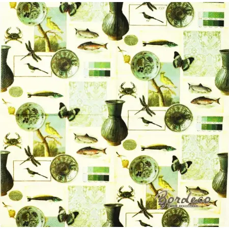 Serwetka do decoupage kolaż ryby, ptaki 33x33 IHR Unikat