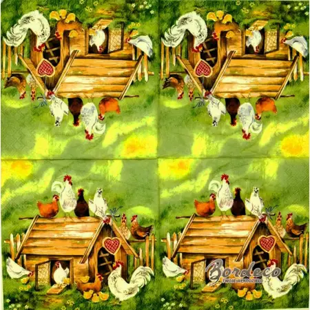 Serwetka do decoupage kurnik z kurami 33x33 IHR Unikat