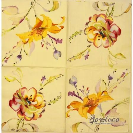 Serwetka do decoupage kwiaty akwarela 33x33 IHR Unikat