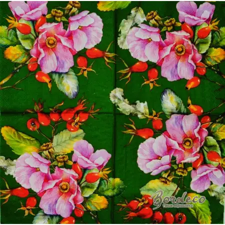 Serwetka do decoupage dzika róża 33x33 IHR Unikat
