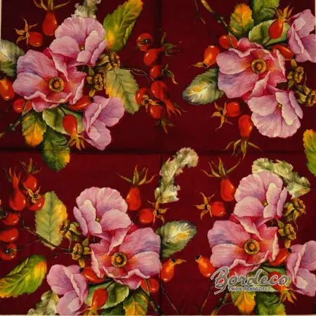 Serwetka do decoupage dzika róża 33x33 IHR Unikat