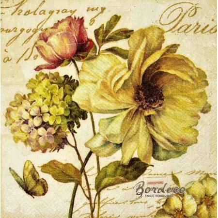 Serwetka do decoupage kwiaty vintage 25x25 firmy IHR