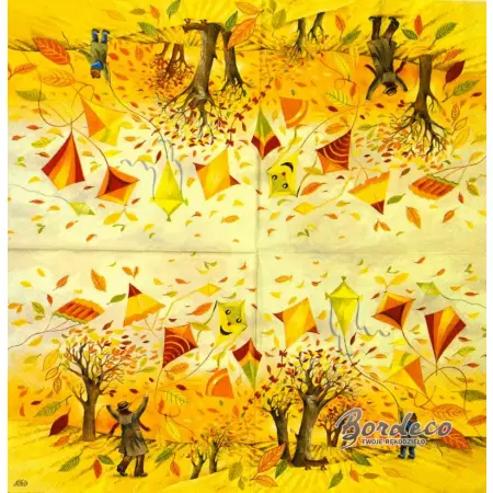 Serwetka do decoupage latawce jesienią 33x33 IHR Unikat
