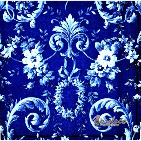 Serwetka do decoupage niebieskie kwiaty i ornamenty 33x33 IHR Unikat