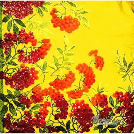 Serwetka do decoupage czerwona jarzębina 33x33 IHR Unikat