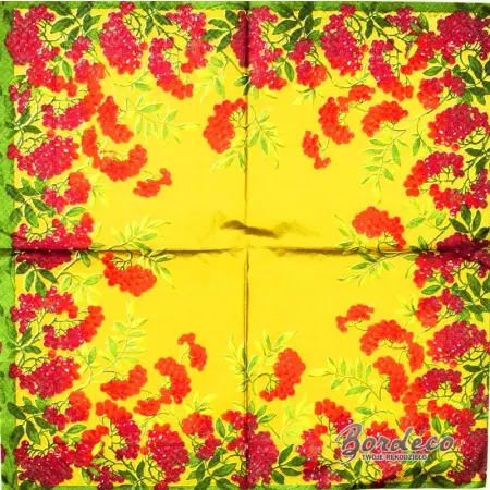 Serwetka do decoupage czerwona jarzębina 33x33 IHR Unikat