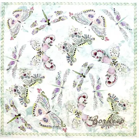Serwetka do decoupage pastelowe motyle, ćmy i ważki 33x33 IHR Unikat