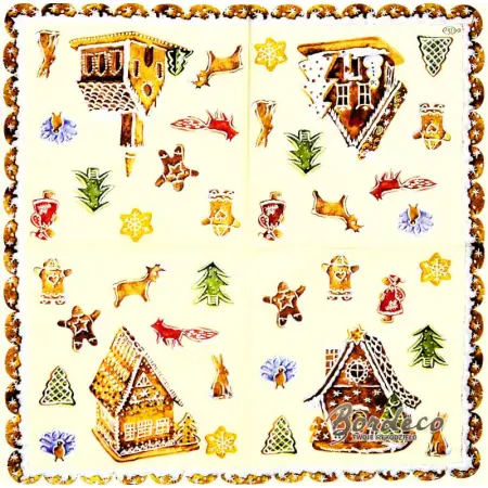 Serwetka do decoupage chatka z piernika 25x25 IHR Unikat